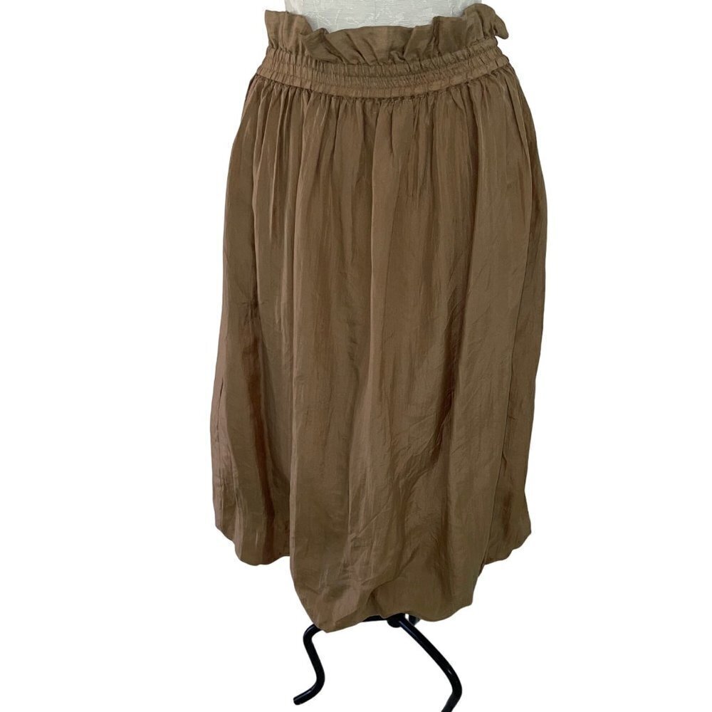 Gene Ewing Vintage Womens Skirt Size Large Tan Midi Bubble Hem Silk Casual